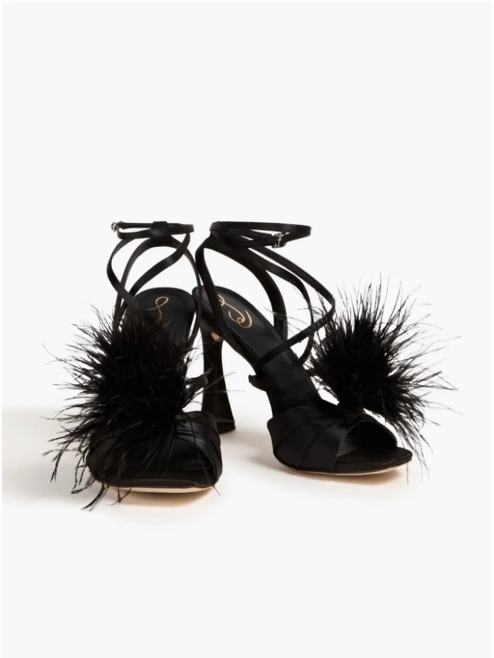 NWT Sam Edelman Layton Feather-Trimmed Satin Sandals | US 7.5